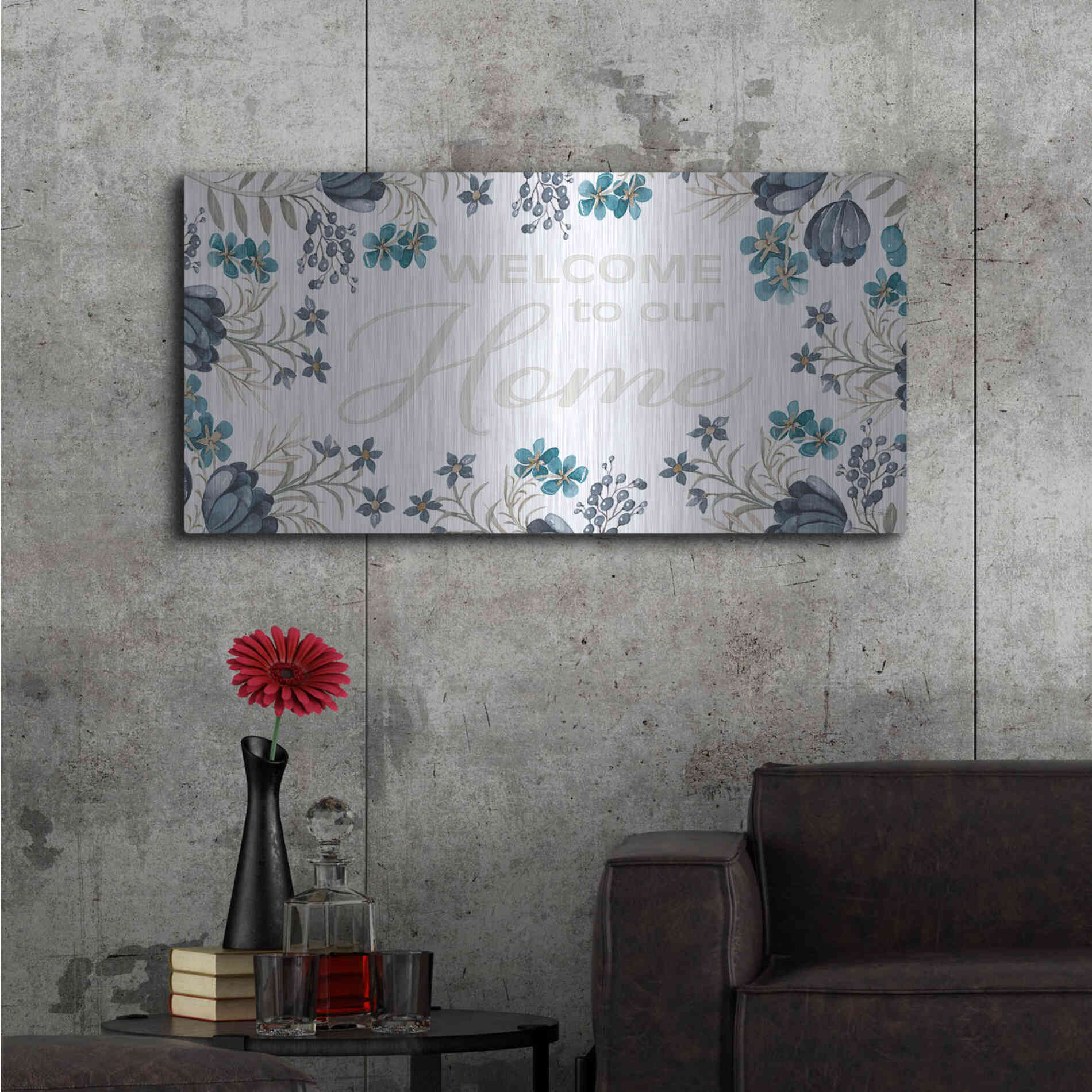 Luxe Metal Art 'Welcome to Our Home' by Cindy Jacobs, Metal Wall Art,48x24