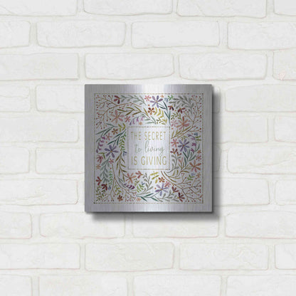 Luxe Metal Art 'The Secret to Living is Giving' by Cindy Jacobs, Metal Wall Art,12x12