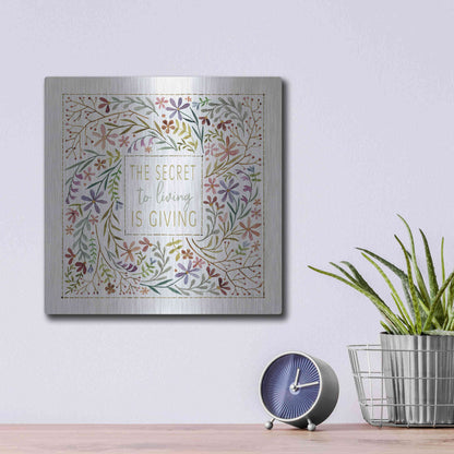 Luxe Metal Art 'The Secret to Living is Giving' by Cindy Jacobs, Metal Wall Art,12x12