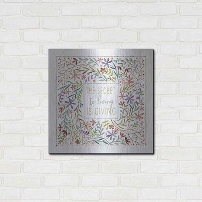 Luxe Metal Art 'The Secret to Living is Giving' by Cindy Jacobs, Metal Wall Art,24x24