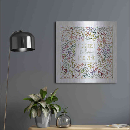 Luxe Metal Art 'The Secret to Living is Giving' by Cindy Jacobs, Metal Wall Art,24x24