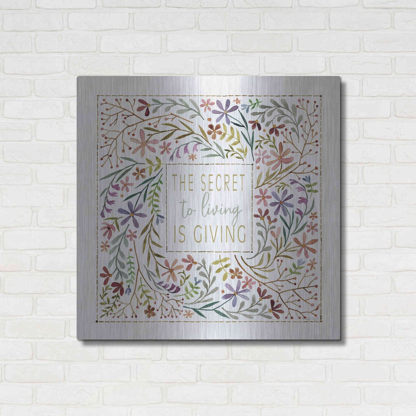 Luxe Metal Art 'The Secret to Living is Giving' by Cindy Jacobs, Metal Wall Art,36x36