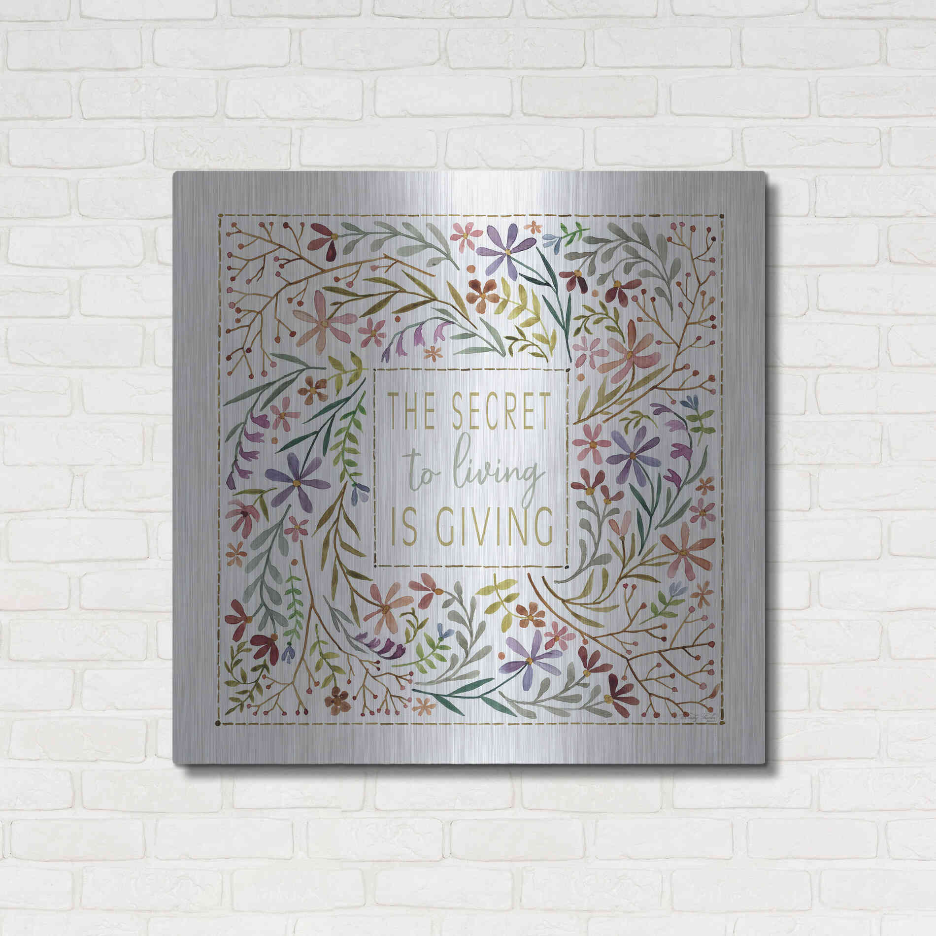 Luxe Metal Art 'The Secret to Living is Giving' by Cindy Jacobs, Metal Wall Art,36x36