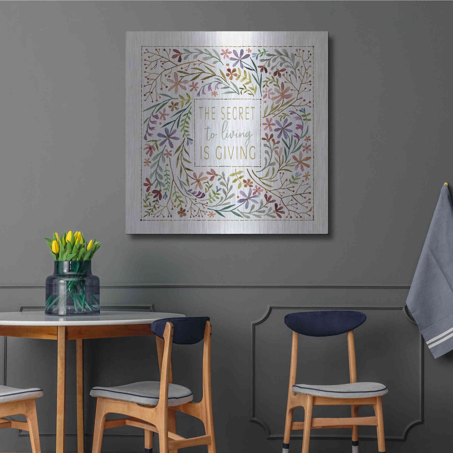 Luxe Metal Art 'The Secret to Living is Giving' by Cindy Jacobs, Metal Wall Art,36x36