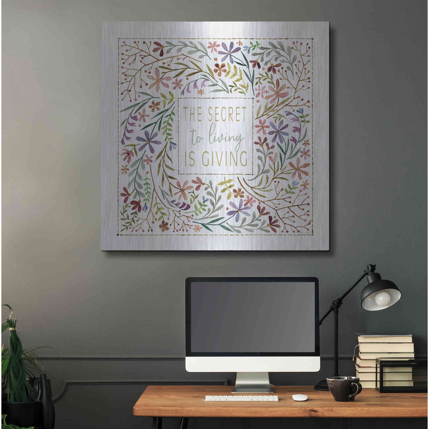 Luxe Metal Art 'The Secret to Living is Giving' by Cindy Jacobs, Metal Wall Art,36x36