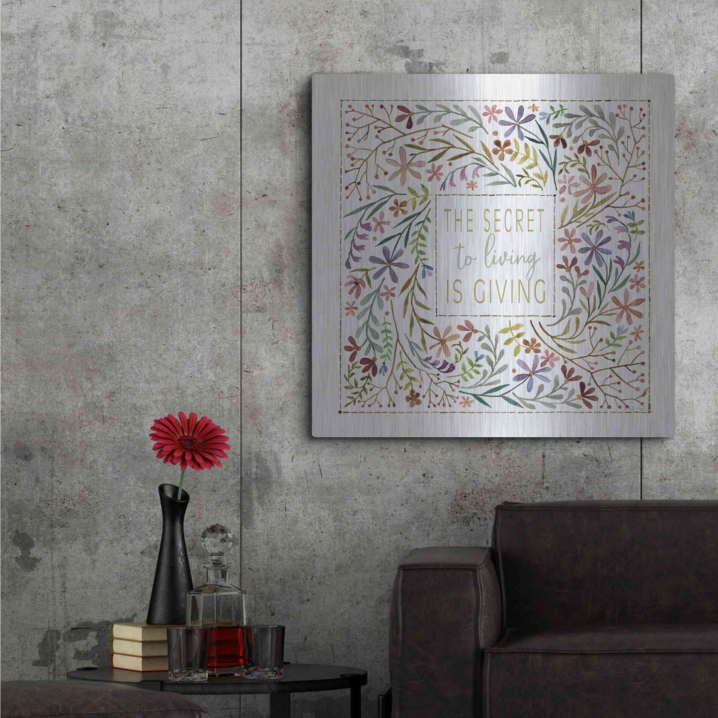 Luxe Metal Art 'The Secret to Living is Giving' by Cindy Jacobs, Metal Wall Art,36x36