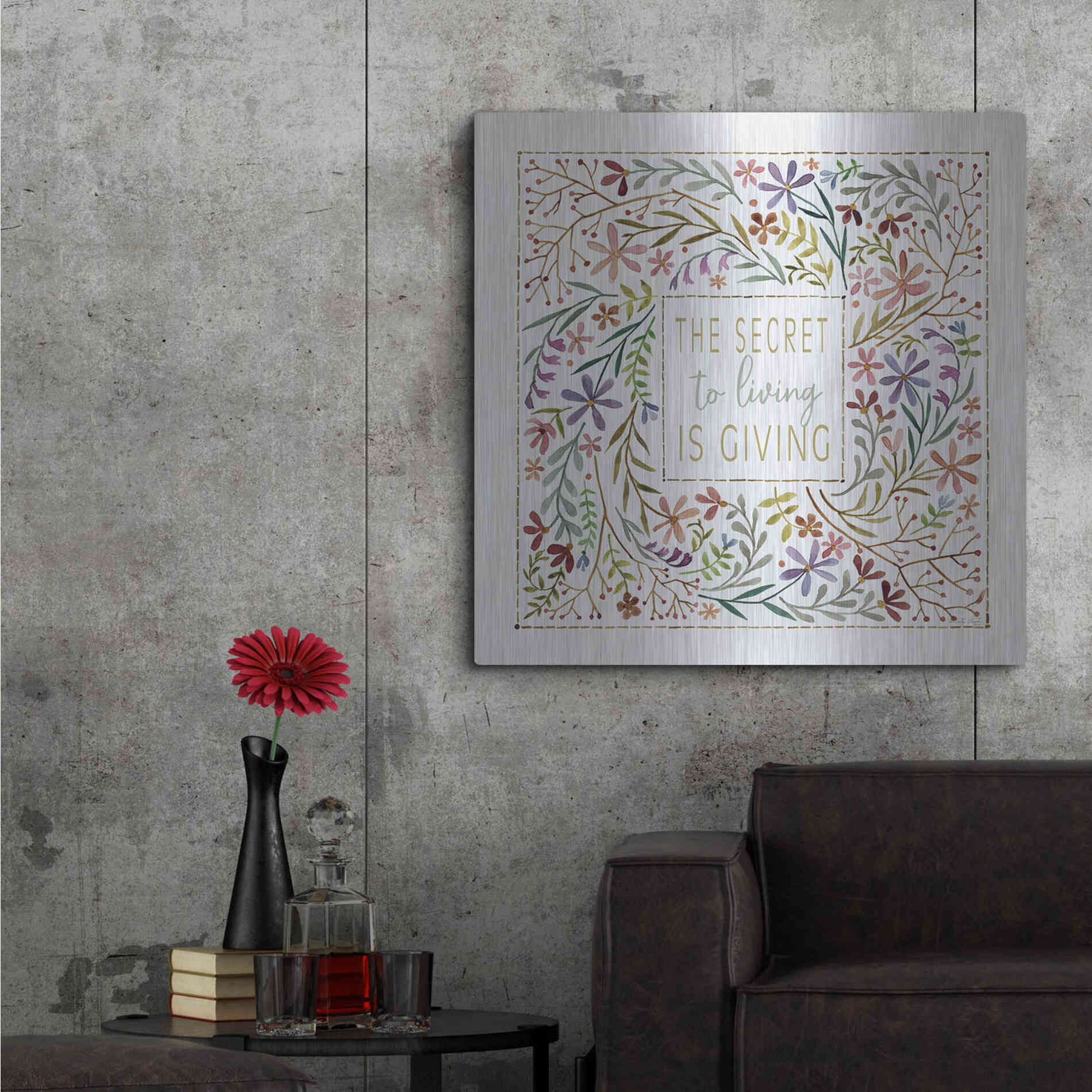 Luxe Metal Art 'The Secret to Living is Giving' by Cindy Jacobs, Metal Wall Art,36x36