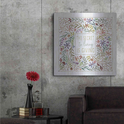 Luxe Metal Art 'The Secret to Living is Giving' by Cindy Jacobs, Metal Wall Art,36x36