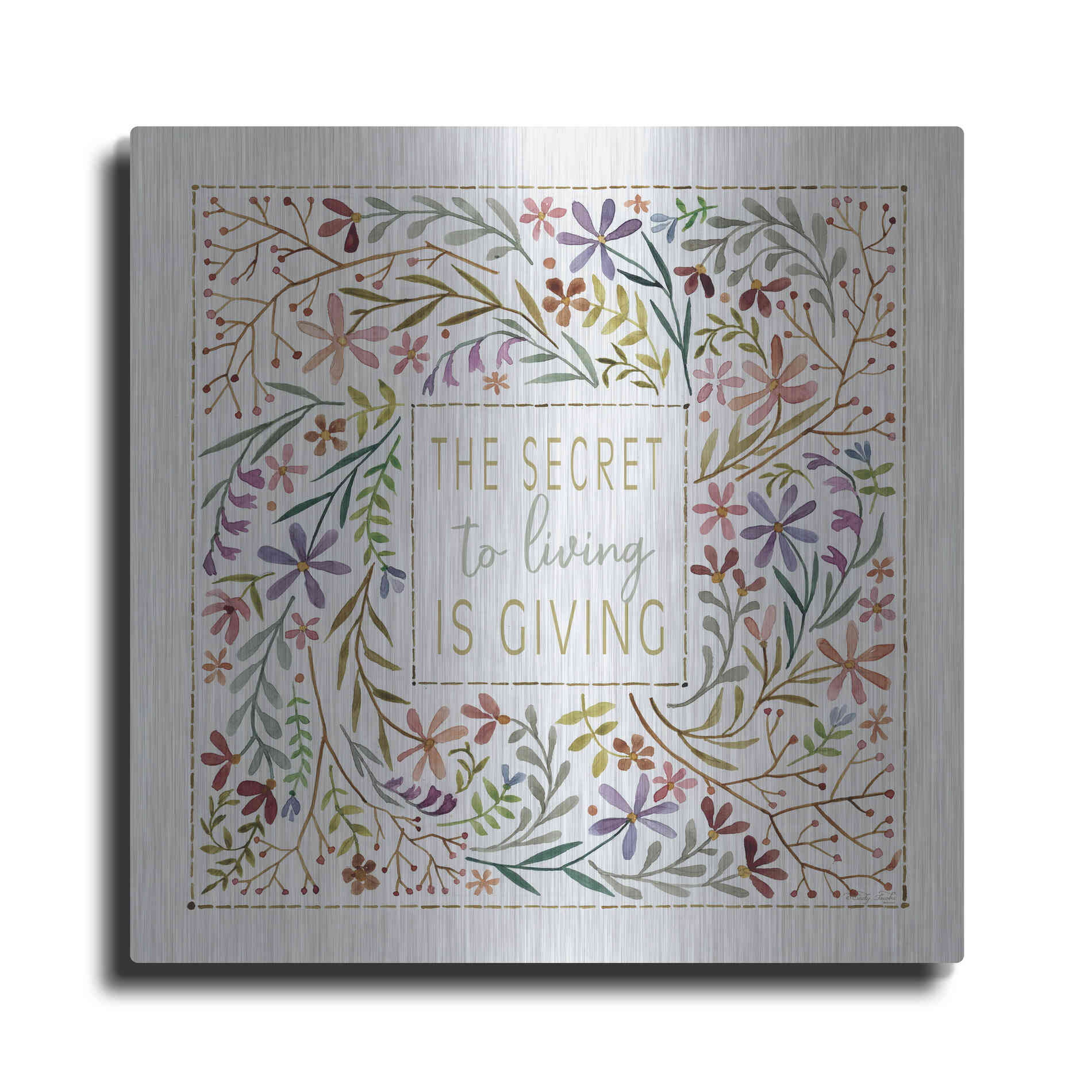 Luxe Metal Art 'The Secret to Living is Giving' by Cindy Jacobs, Metal Wall Art