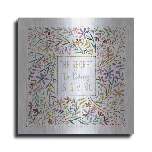 Luxe Metal Art 'The Secret to Living is Giving' by Cindy Jacobs, Metal Wall Art