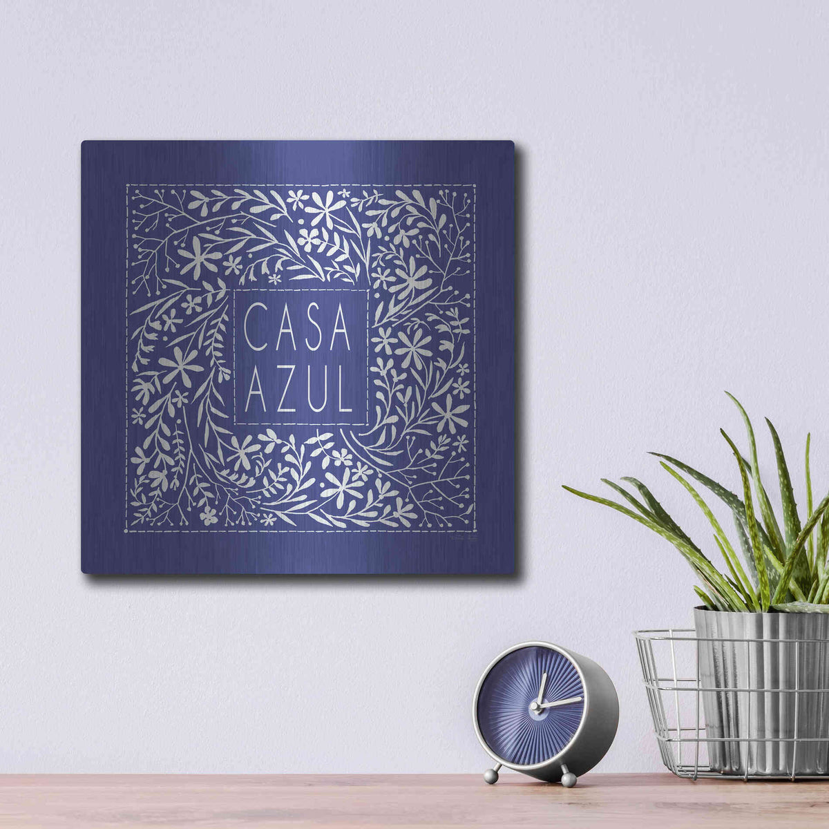 Luxe Metal Art 'Casa Azul' by Cindy Jacobs, Metal Wall Art,12x12