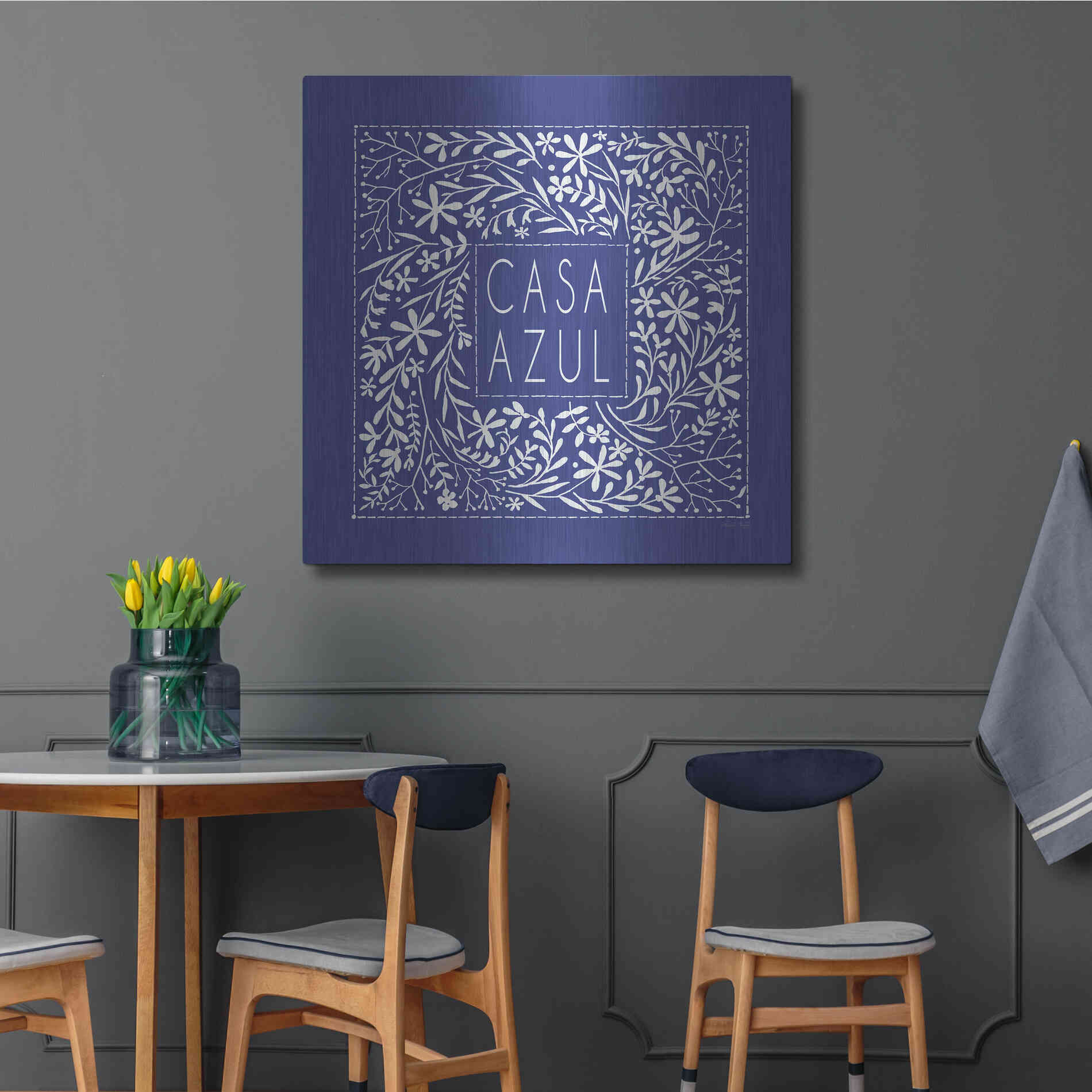 Luxe Metal Art 'Casa Azul' by Cindy Jacobs, Metal Wall Art,36x36