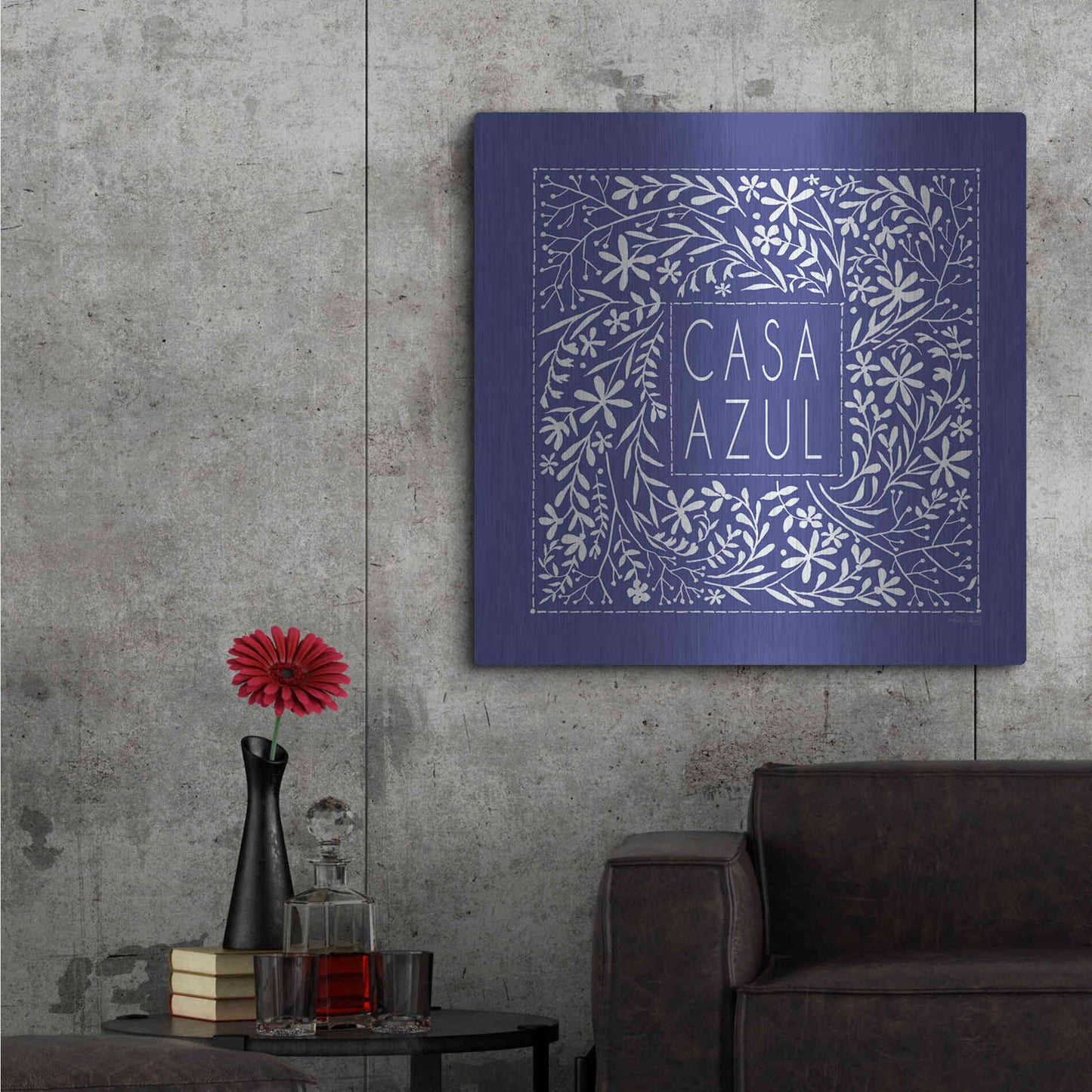 Luxe Metal Art 'Casa Azul' by Cindy Jacobs, Metal Wall Art,36x36