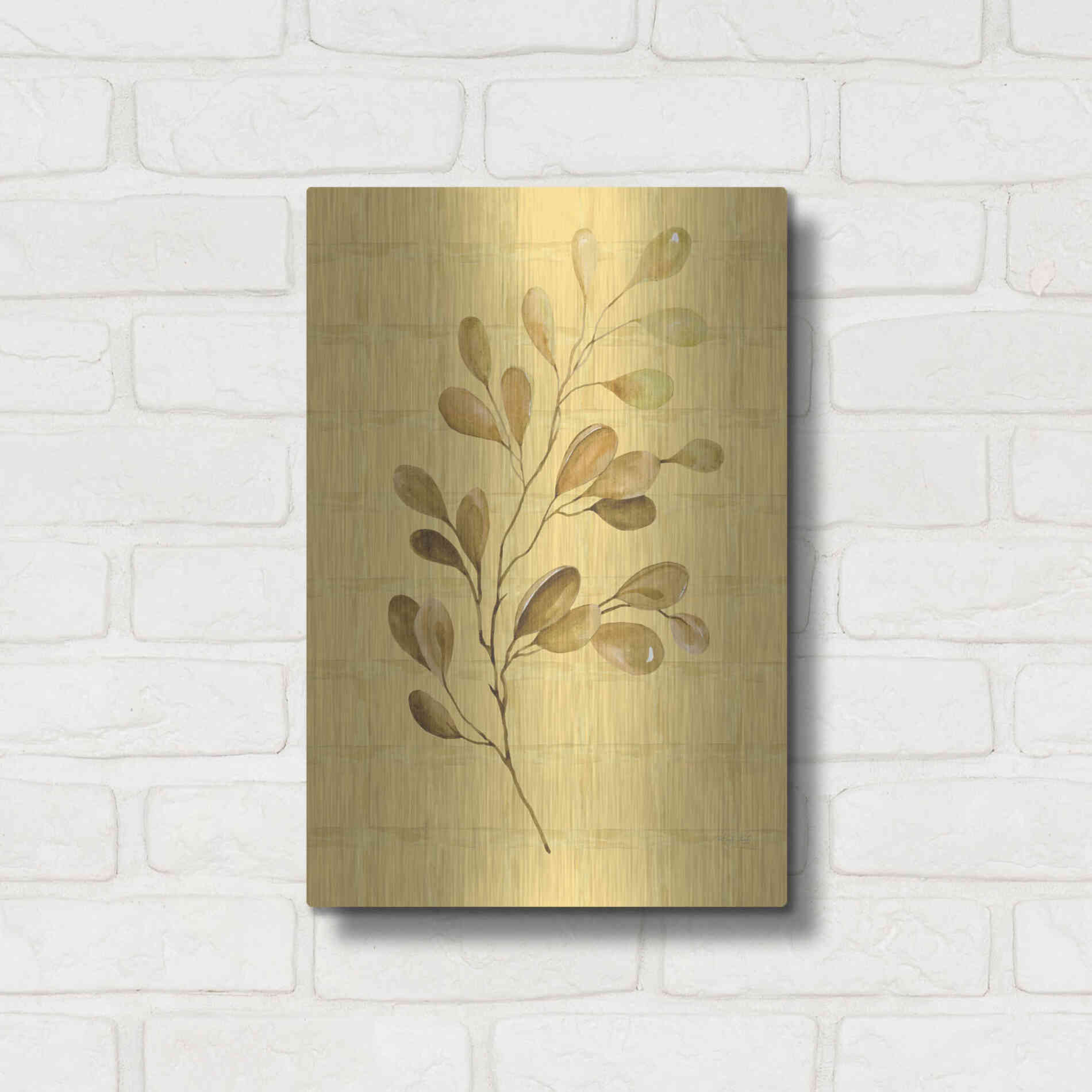Luxe Metal Art 'Golden Dogwood' by Cindy Jacobs, Metal Wall Art,12x16
