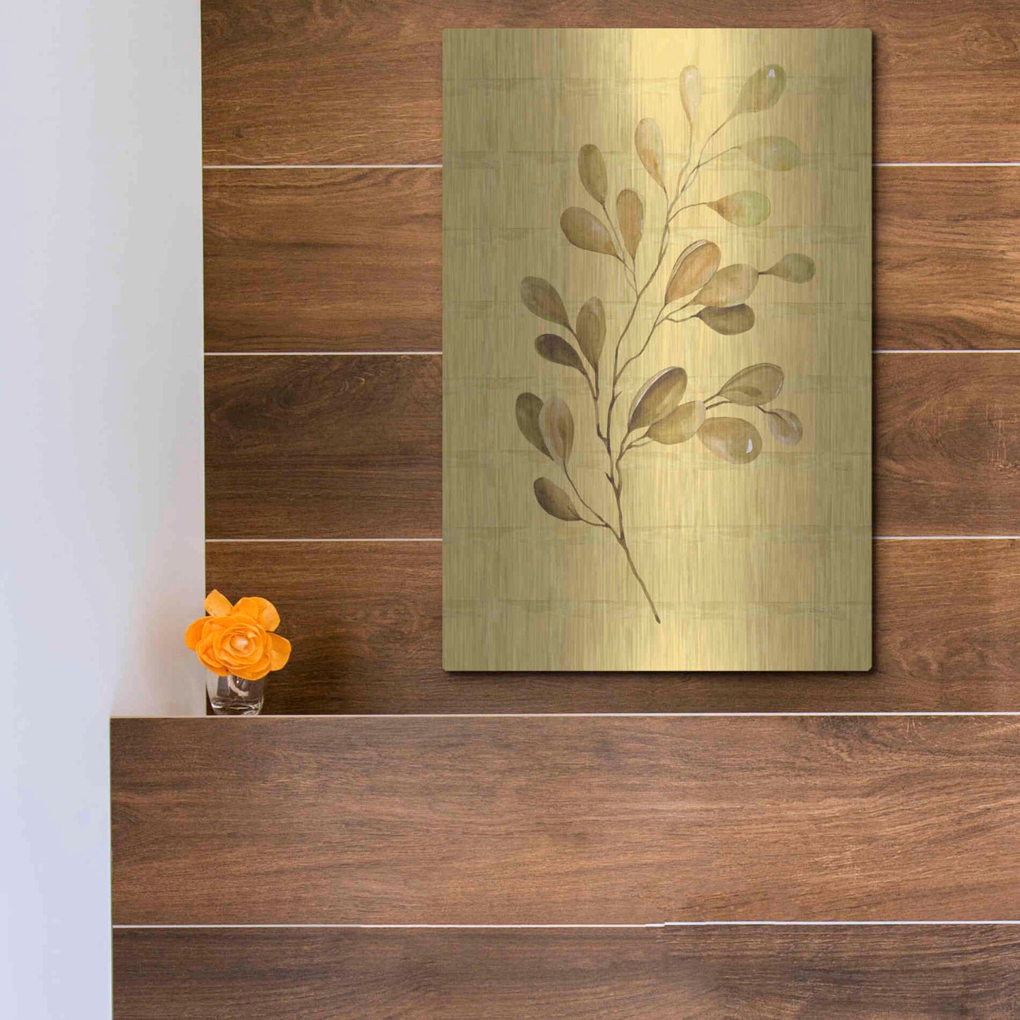 Luxe Metal Art 'Golden Dogwood' by Cindy Jacobs, Metal Wall Art,12x16