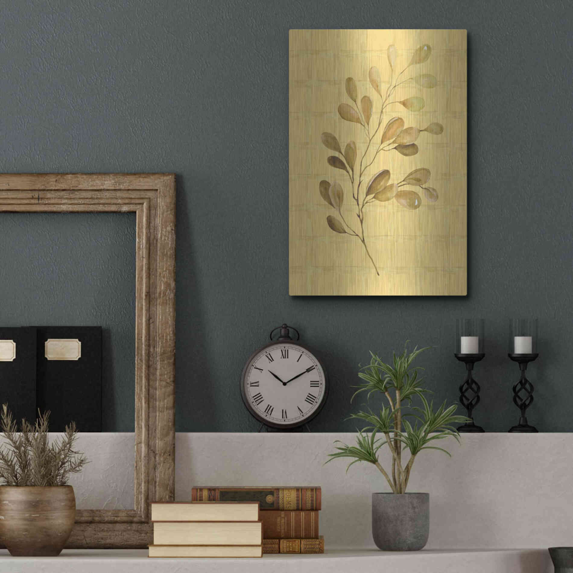 Luxe Metal Art 'Golden Dogwood' by Cindy Jacobs, Metal Wall Art,12x16