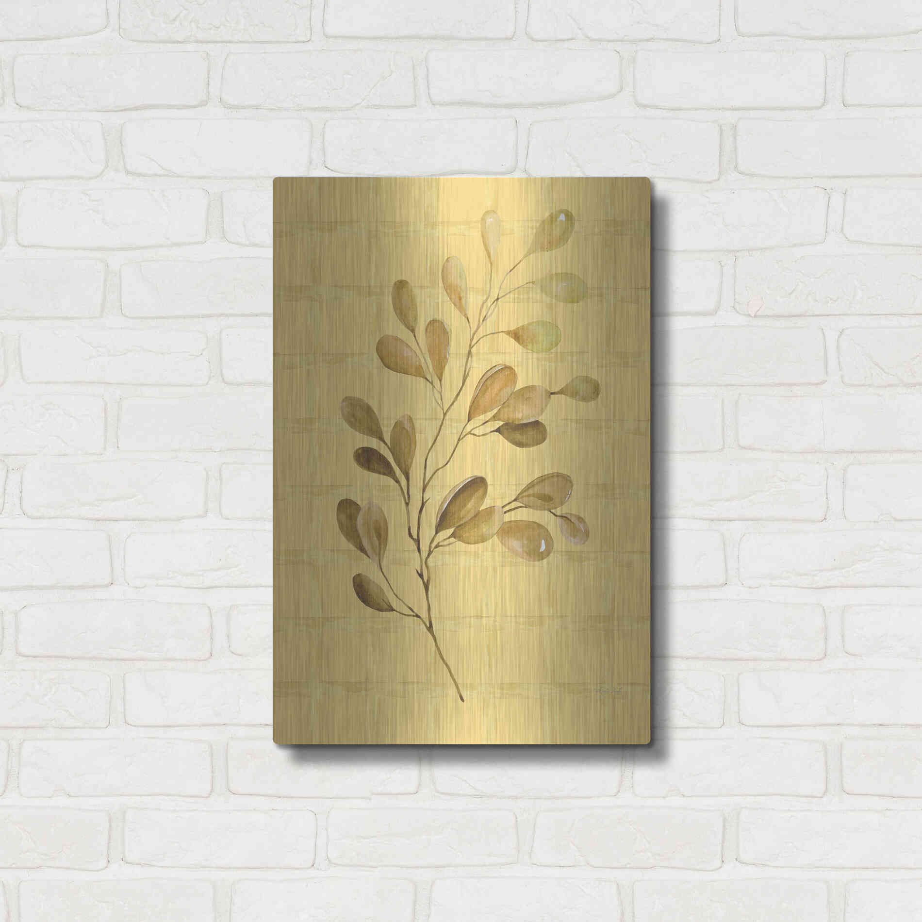 Luxe Metal Art 'Golden Dogwood' by Cindy Jacobs, Metal Wall Art,16x24