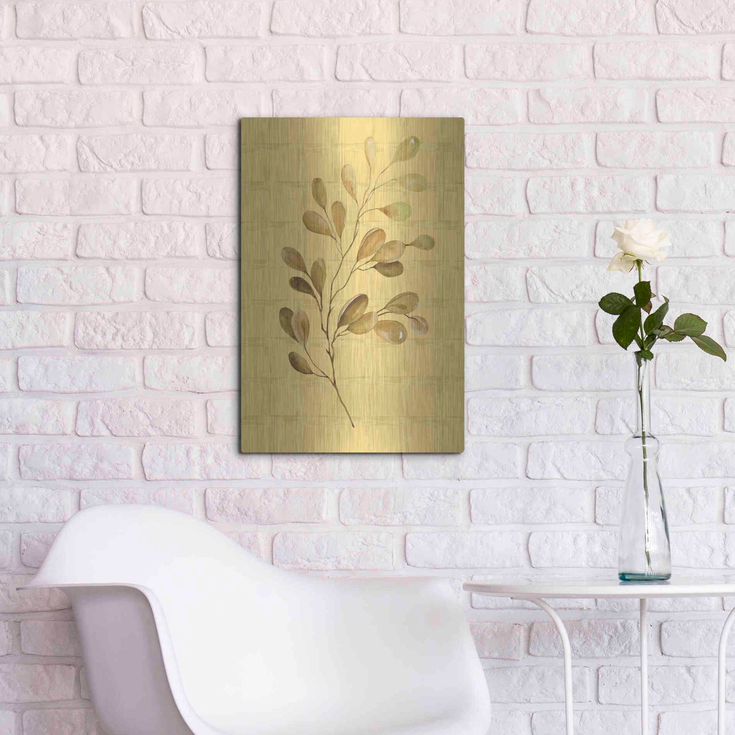 Luxe Metal Art 'Golden Dogwood' by Cindy Jacobs, Metal Wall Art,16x24
