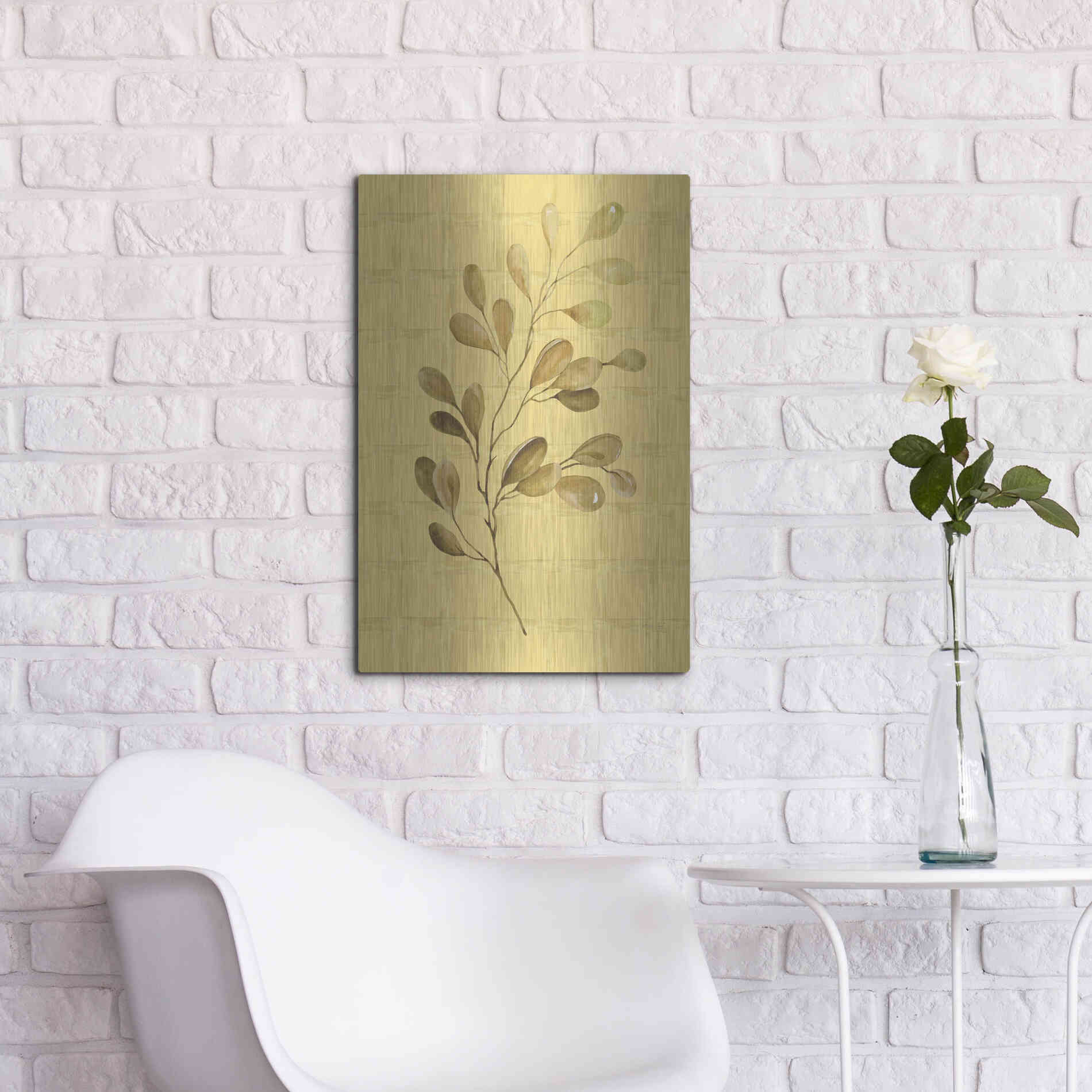 Luxe Metal Art 'Golden Dogwood' by Cindy Jacobs, Metal Wall Art,16x24