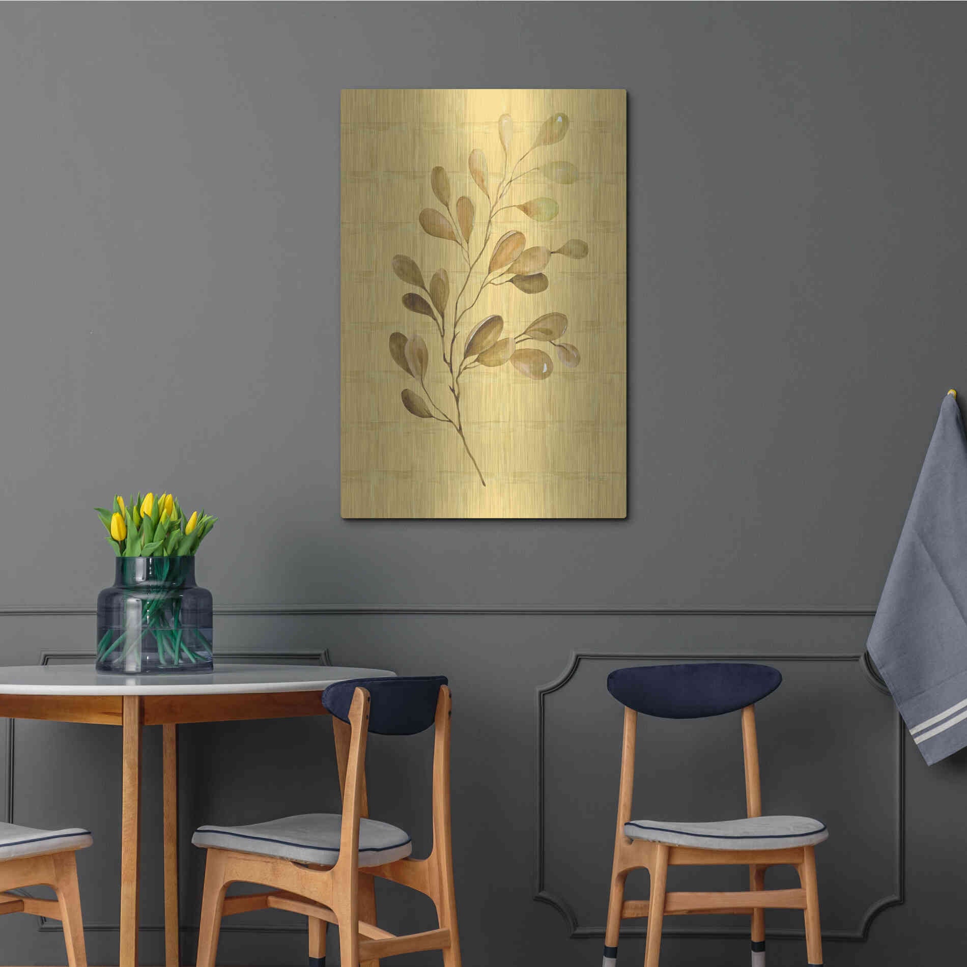 Luxe Metal Art 'Golden Dogwood' by Cindy Jacobs, Metal Wall Art,24x36