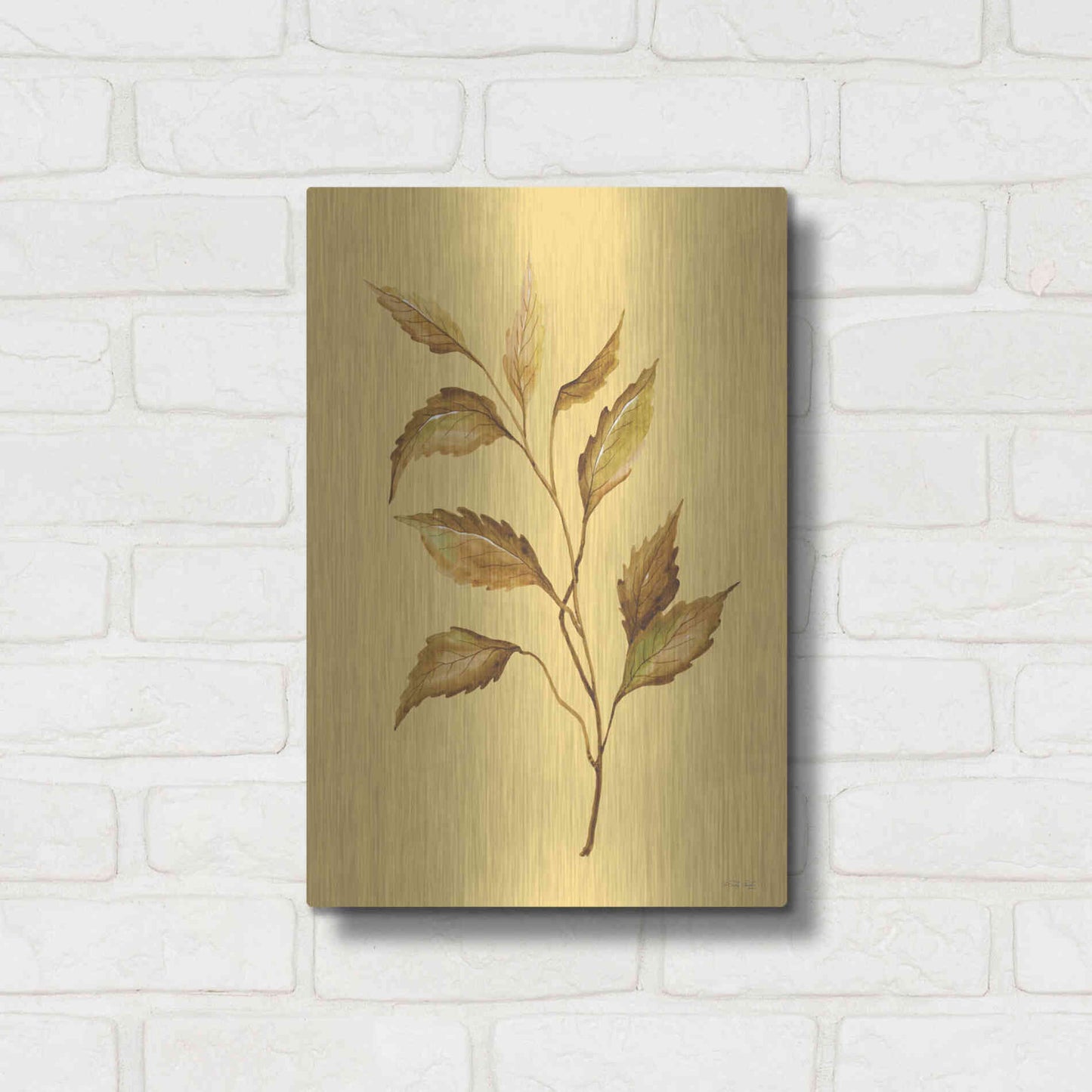 Luxe Metal Art 'Golden Leaves' by Cindy Jacobs, Metal Wall Art,12x16