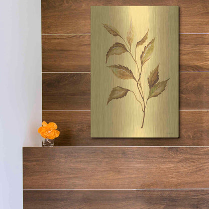 Luxe Metal Art 'Golden Leaves' by Cindy Jacobs, Metal Wall Art,12x16