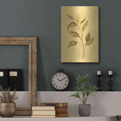 Luxe Metal Art 'Golden Leaves' by Cindy Jacobs, Metal Wall Art,12x16
