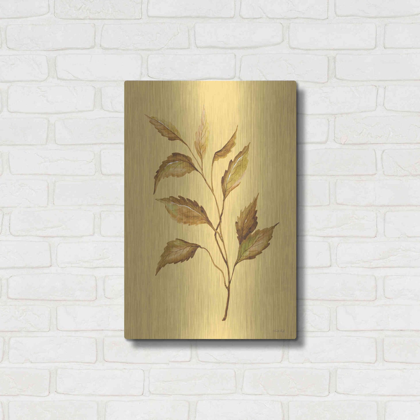 Luxe Metal Art 'Golden Leaves' by Cindy Jacobs, Metal Wall Art,16x24
