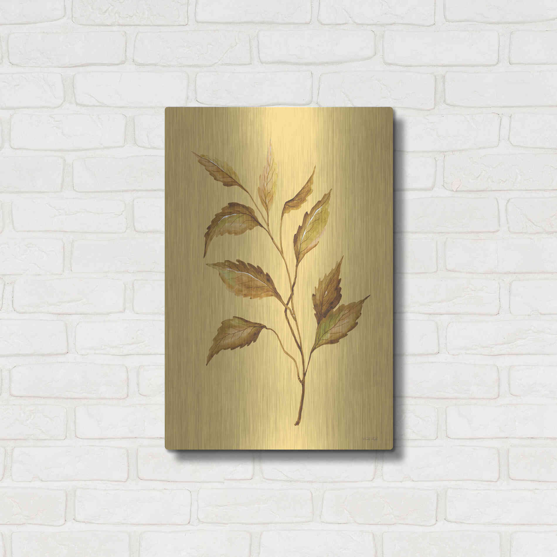 Luxe Metal Art 'Golden Leaves' by Cindy Jacobs, Metal Wall Art,16x24