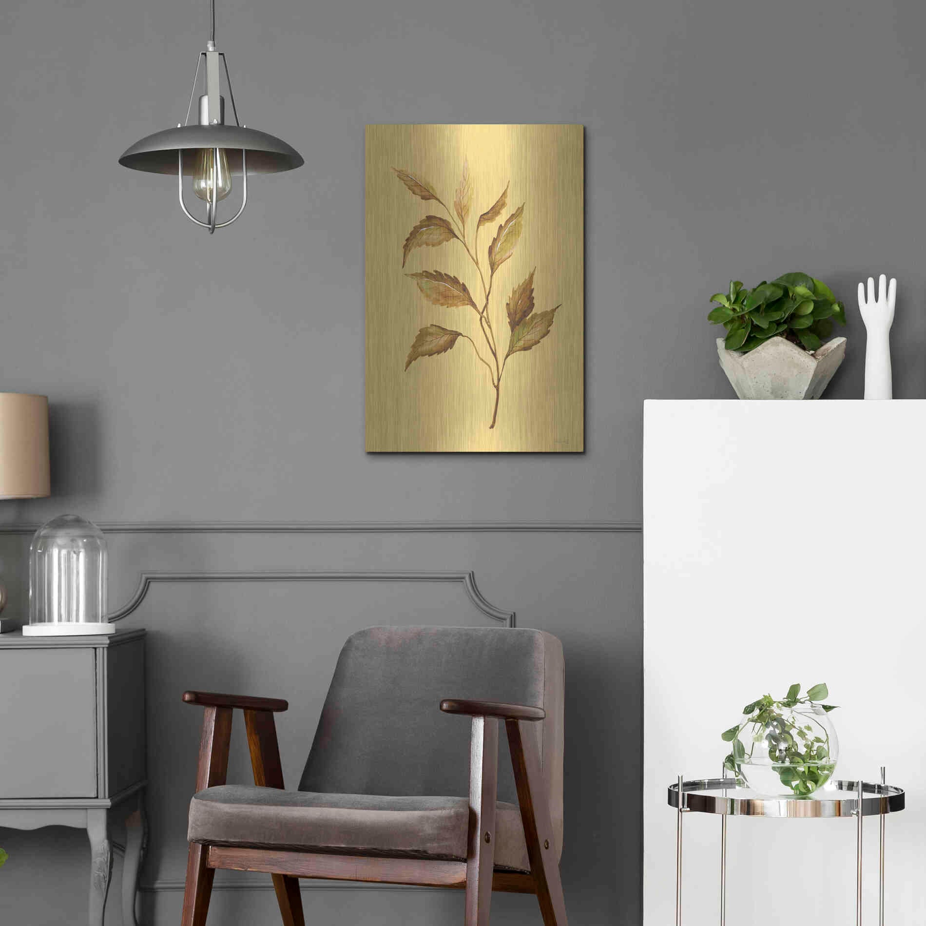 Luxe Metal Art 'Golden Leaves' by Cindy Jacobs, Metal Wall Art,16x24
