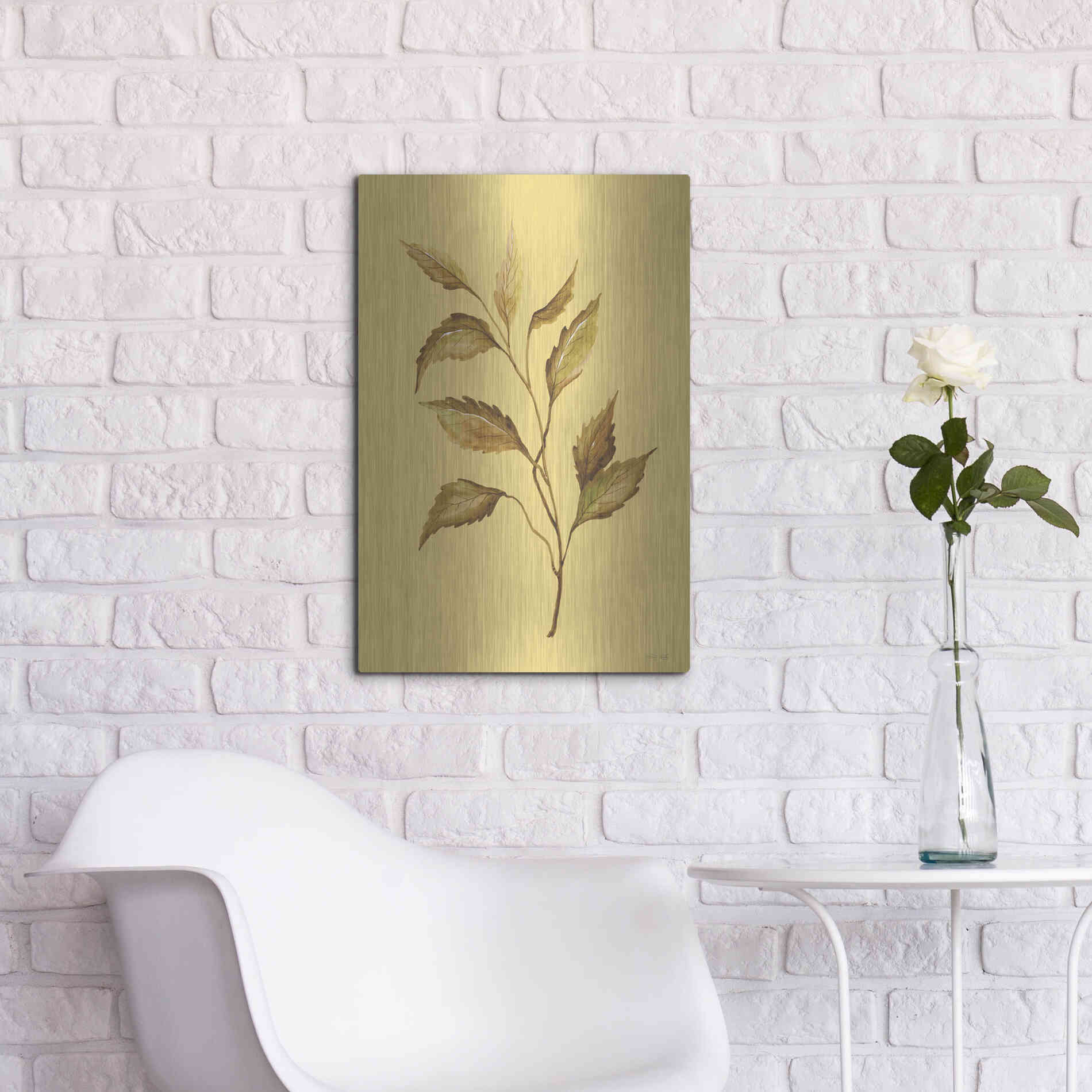 Luxe Metal Art 'Golden Leaves' by Cindy Jacobs, Metal Wall Art,16x24
