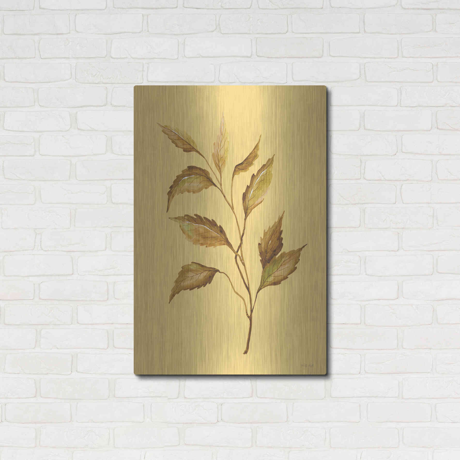 Luxe Metal Art 'Golden Leaves' by Cindy Jacobs, Metal Wall Art,24x36