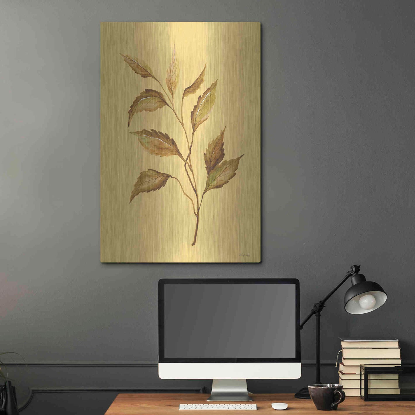 Luxe Metal Art 'Golden Leaves' by Cindy Jacobs, Metal Wall Art,24x36