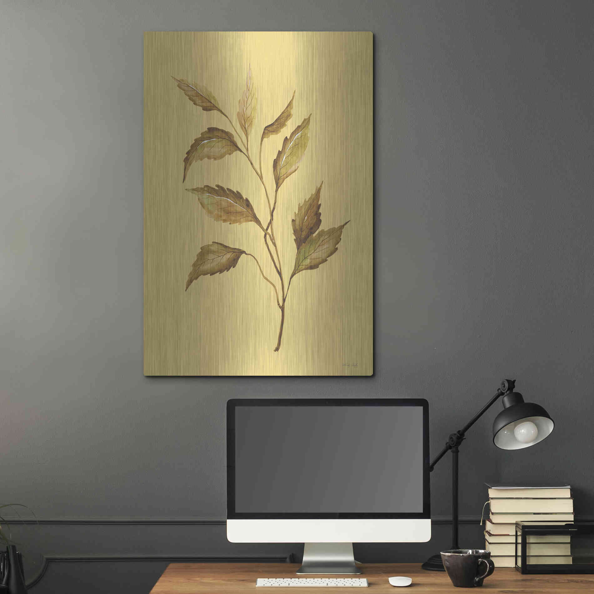 Luxe Metal Art 'Golden Leaves' by Cindy Jacobs, Metal Wall Art,24x36