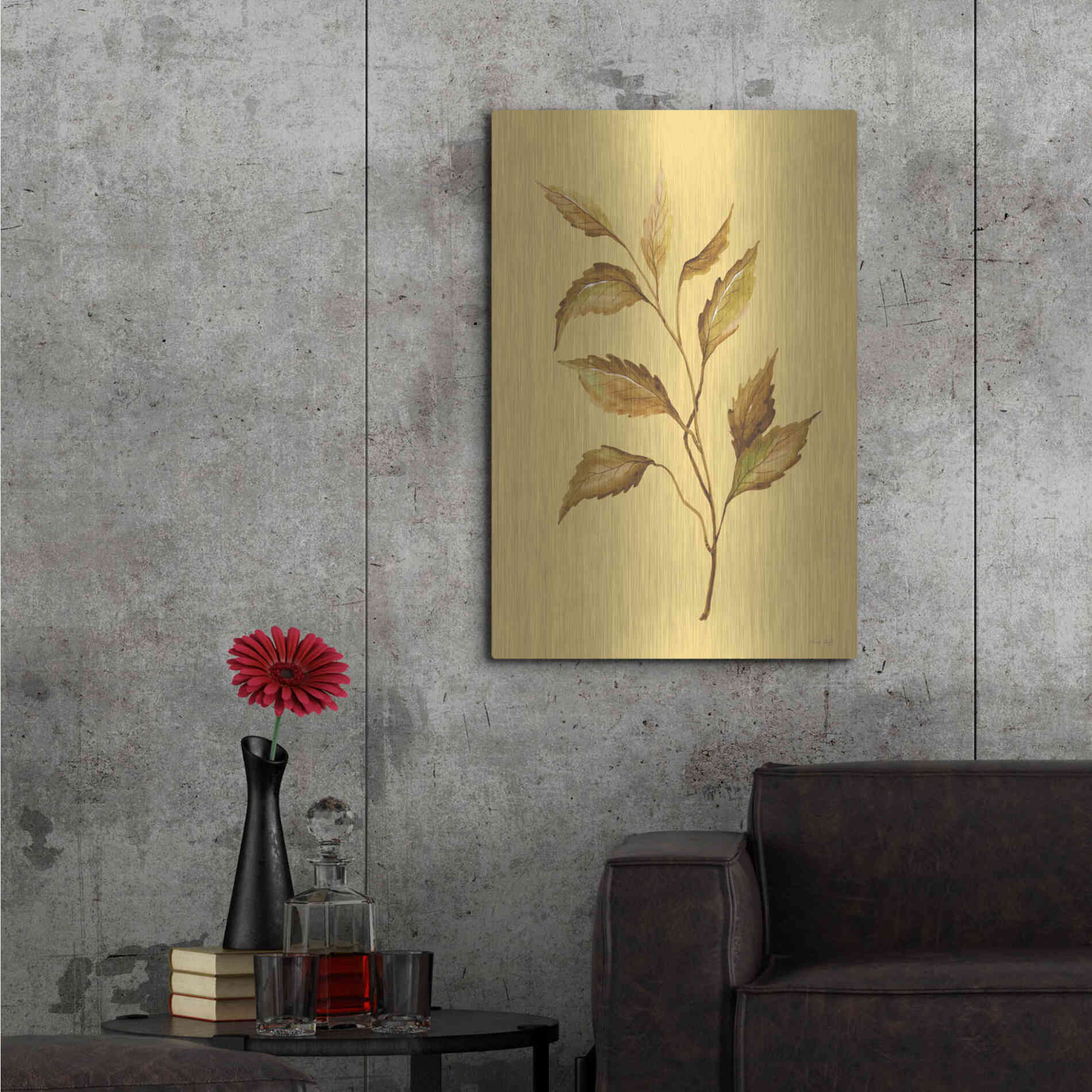 Luxe Metal Art 'Golden Leaves' by Cindy Jacobs, Metal Wall Art,24x36