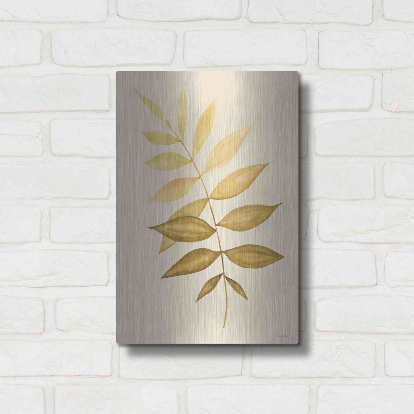 Luxe Metal Art 'Golden Fern' by Cindy Jacobs, Metal Wall Art,12x16