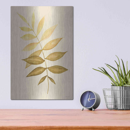 Luxe Metal Art 'Golden Fern' by Cindy Jacobs, Metal Wall Art,12x16