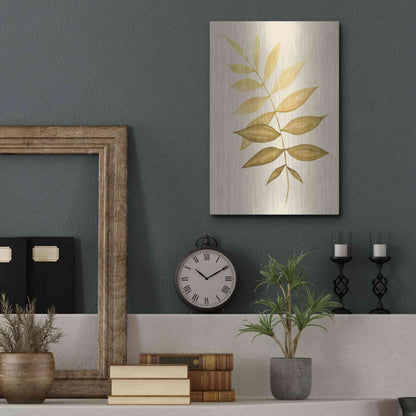 Luxe Metal Art 'Golden Fern' by Cindy Jacobs, Metal Wall Art,12x16