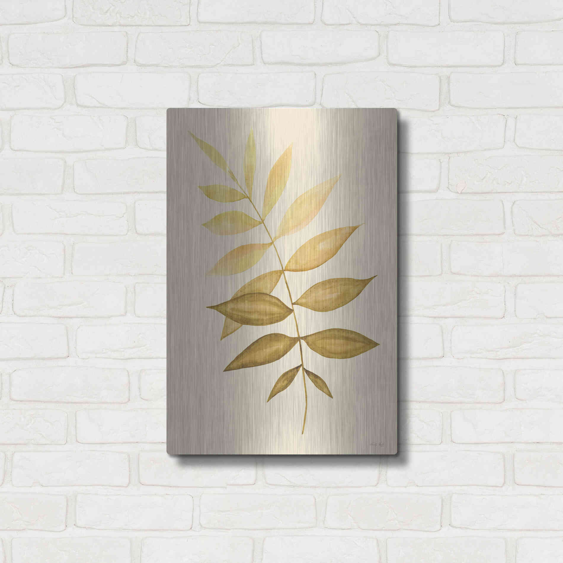 Luxe Metal Art 'Golden Fern' by Cindy Jacobs, Metal Wall Art,16x24