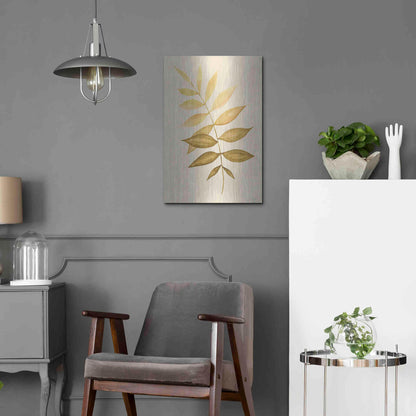 Luxe Metal Art 'Golden Fern' by Cindy Jacobs, Metal Wall Art,16x24