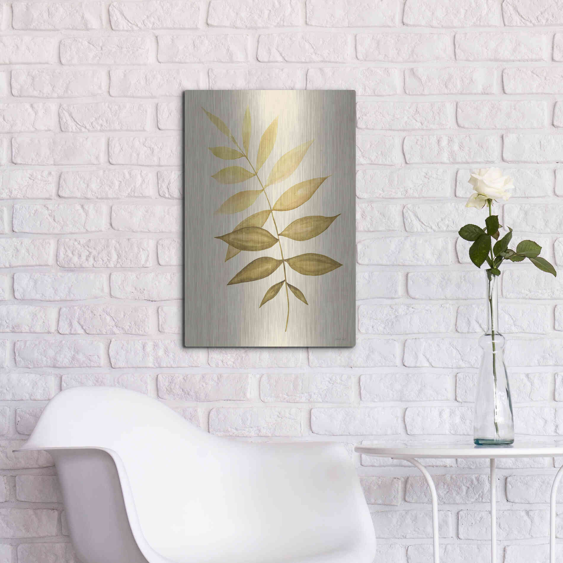 Luxe Metal Art 'Golden Fern' by Cindy Jacobs, Metal Wall Art,16x24