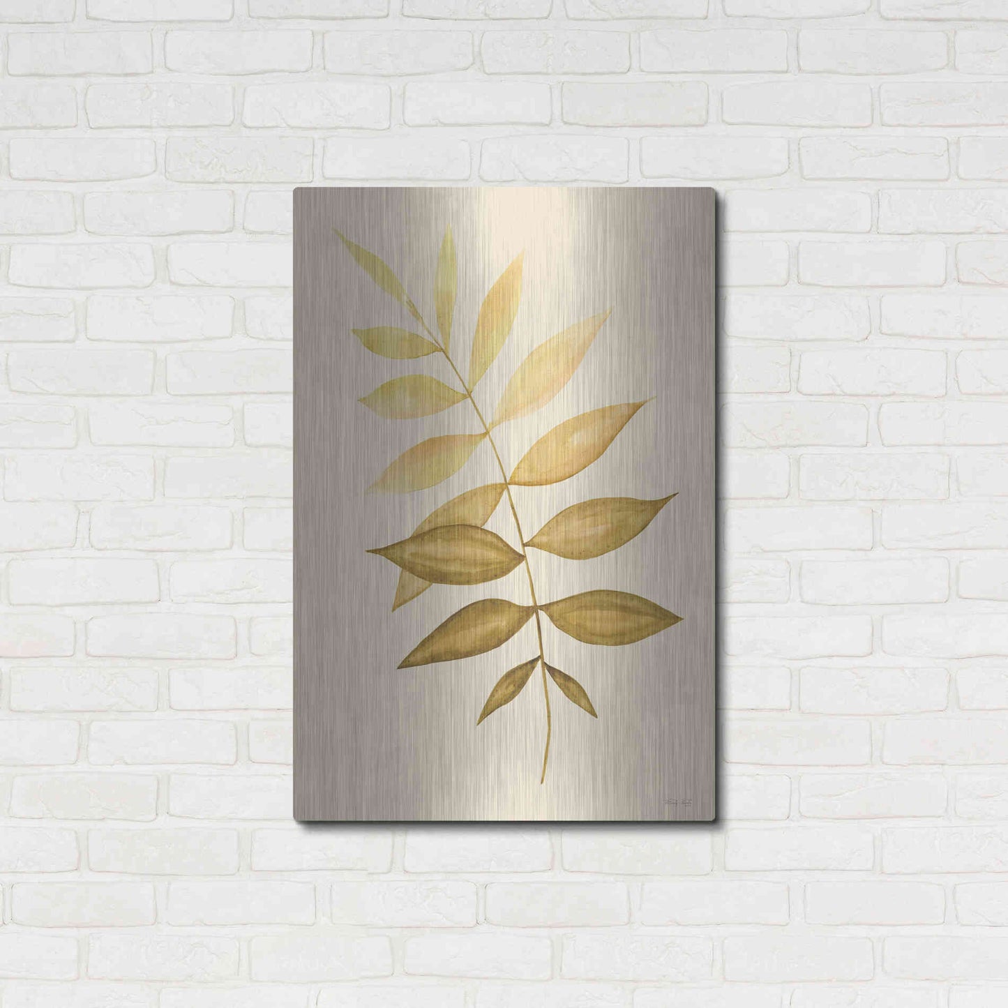 Luxe Metal Art 'Golden Fern' by Cindy Jacobs, Metal Wall Art,24x36