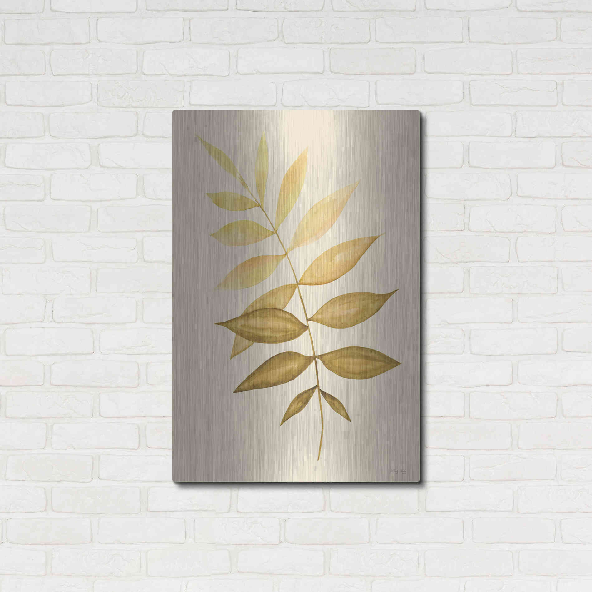 Luxe Metal Art 'Golden Fern' by Cindy Jacobs, Metal Wall Art,24x36