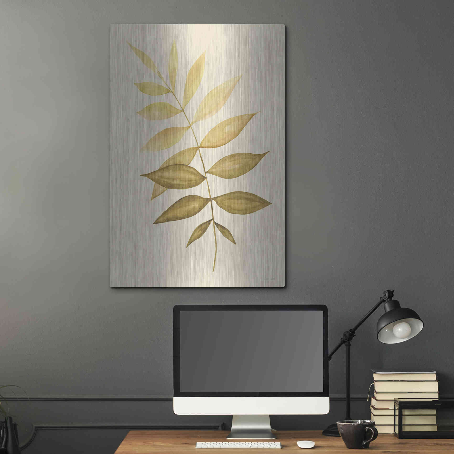 Luxe Metal Art 'Golden Fern' by Cindy Jacobs, Metal Wall Art,24x36