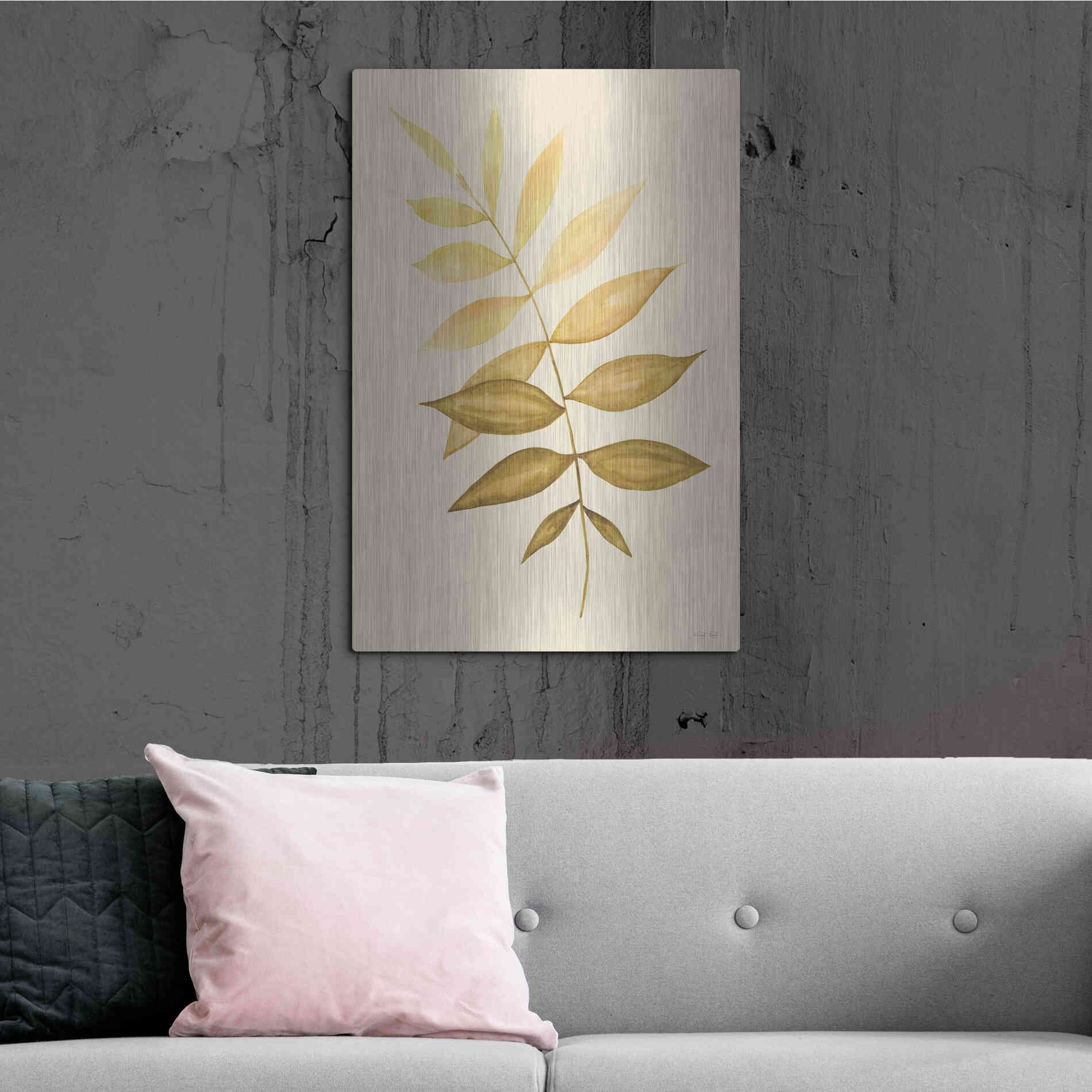 Luxe Metal Art 'Golden Fern' by Cindy Jacobs, Metal Wall Art,24x36