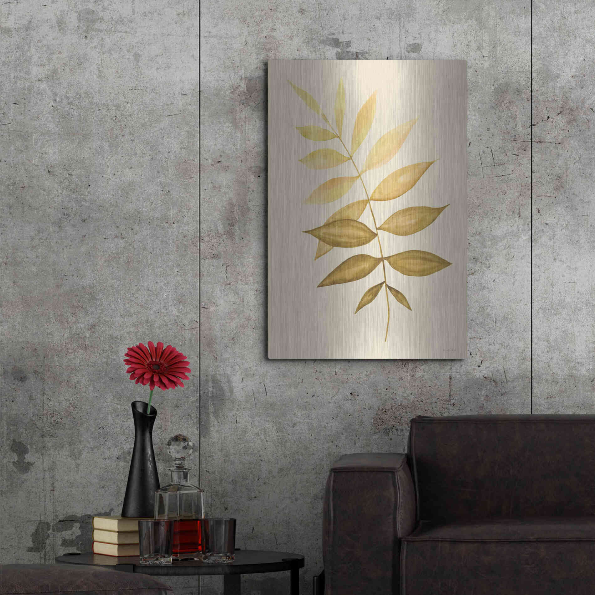 Luxe Metal Art 'Golden Fern' by Cindy Jacobs, Metal Wall Art,24x36