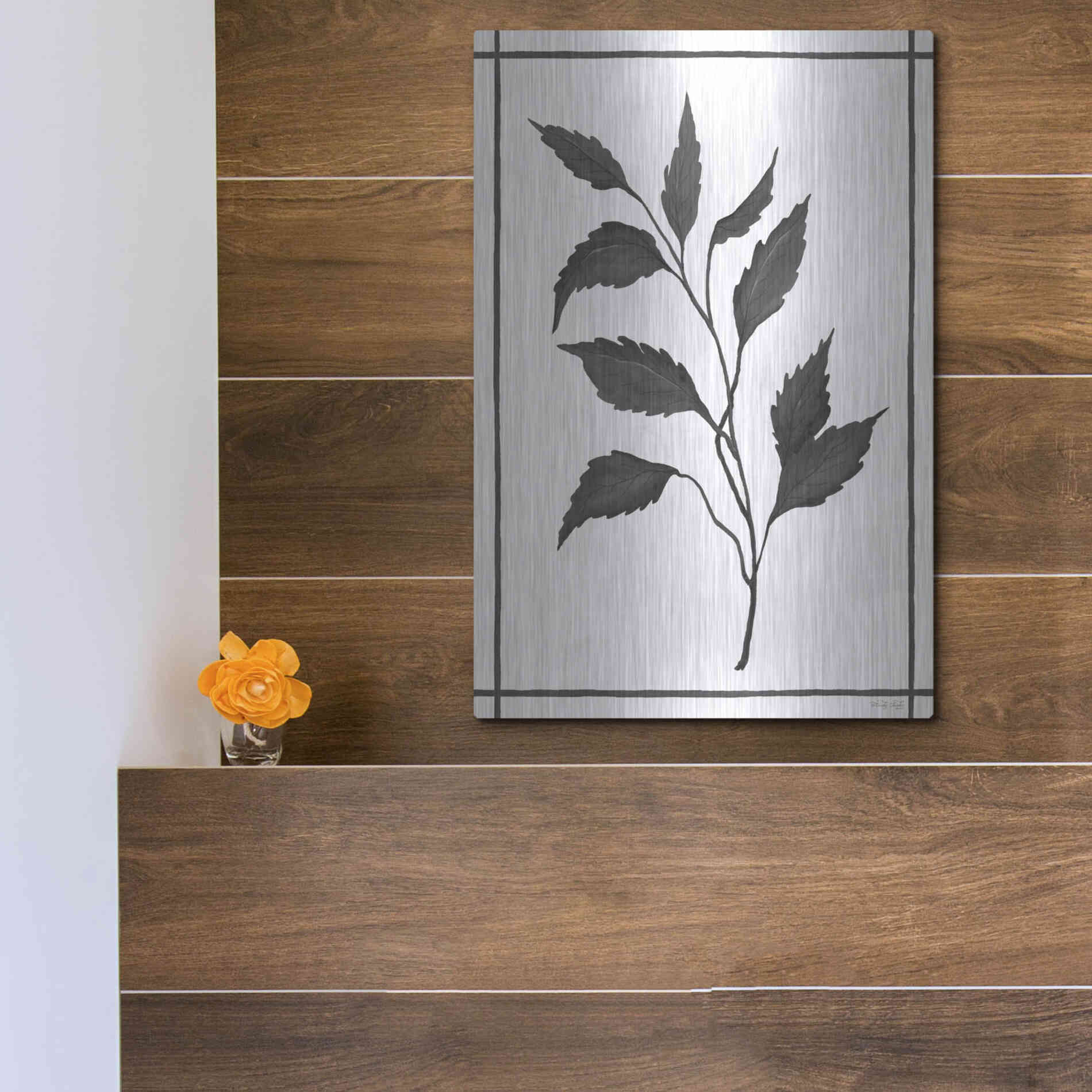 Luxe Metal Art 'Leaf Collection III' by Cindy Jacobs, Metal Wall Art,12x16