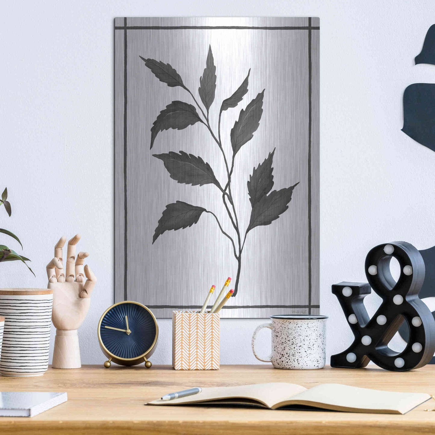 Luxe Metal Art 'Leaf Collection III' by Cindy Jacobs, Metal Wall Art,12x16