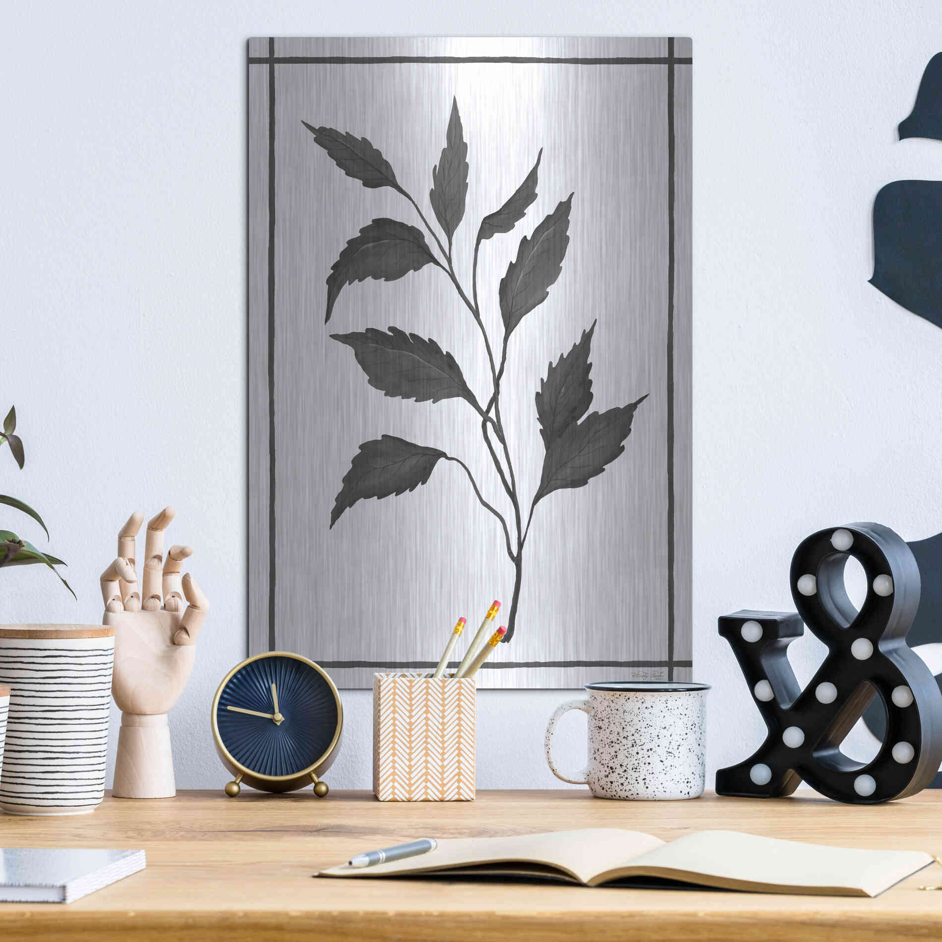 Luxe Metal Art 'Leaf Collection III' by Cindy Jacobs, Metal Wall Art,12x16