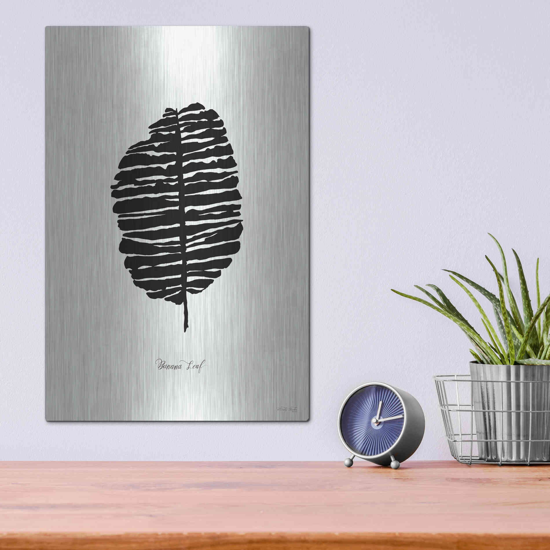 Luxe Metal Art 'Ebony Palm I' by Cindy Jacobs, Metal Wall Art,12x16